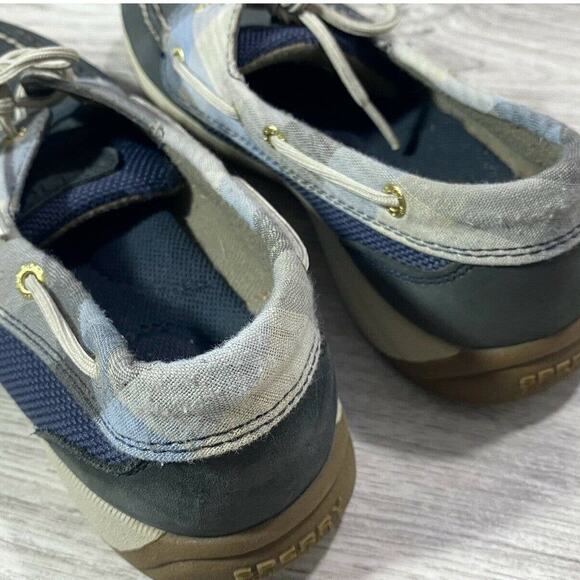 Navy blue Sperry Top-Sider loafers shoes 7M plaid Leather Upper - Picture 6 of 11